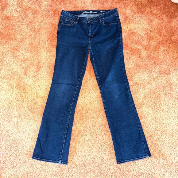 Eddie Bauer Slightly Curvy Bootcut Denim Jeans Size 12 Stretch Fit Medium Wash - Picture 2 of 11